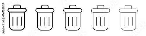 Trash Bin icon flat illustration set logo