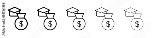 tuition fee icon flat illustration set logo