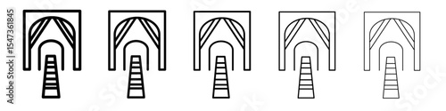 Tunnel mining industry icon flat illustration set logo