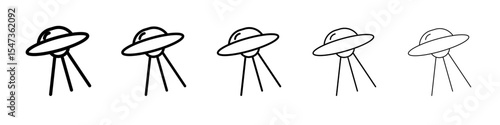 ufo flying icon flat illustration set logo