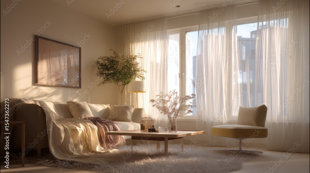 Fototapeta premium A Bright and Airy Living Room with Natural Light