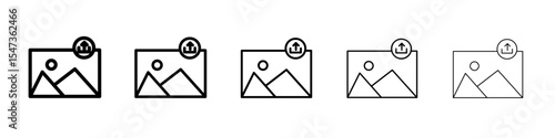 Upload photo icon flat illustration set logo