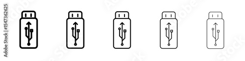 Usb stick icon flat illustration set logo