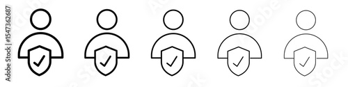 User protection shield icon flat illustration set logo