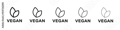 Vegan icon flat illustration set logo