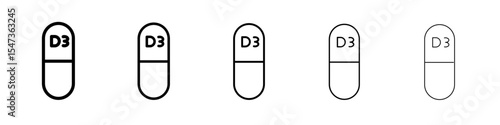 Vitamin D3 icon flat illustration set logo