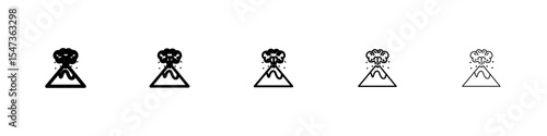 Volcano eruption icon flat illustration set logo