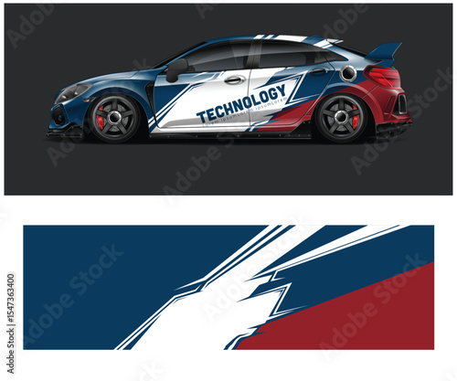 Modern Car Wrap Design with Technology Theme and Bold Color Scheme