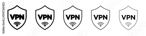 VPN icon flat illustration set logo