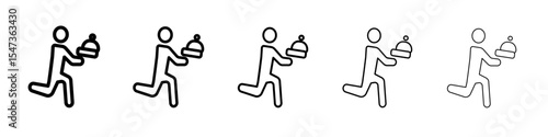 waiter falling icon flat illustration set logo