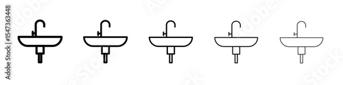 washbasin icon flat illustration set logo