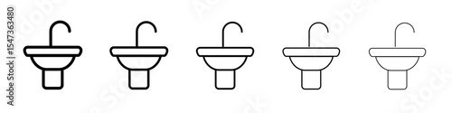 washbasin icon flat illustration set logo
