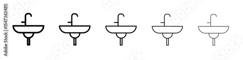 washbasin icon flat illustration set logo