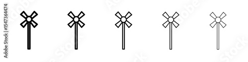 Windmill icon flat illustration set logo