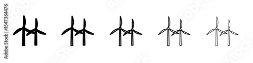 Wind power plant icon flat illustration set logo
