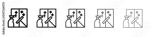 Windows cleaning icon flat illustration set logo