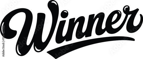 winner, text design. Vector calligraphy. Typography poster.
