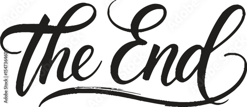 the end, text design. Vector calligraphy. Typography poster.
