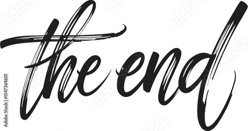 the end, text design. Vector calligraphy. Typography poster.

