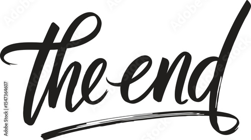 the end, text design. Vector calligraphy. Typography poster.
