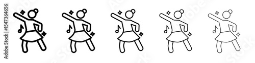 woman dancing icon flat illustration set logo