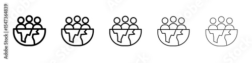 World population icon flat illustration set logo