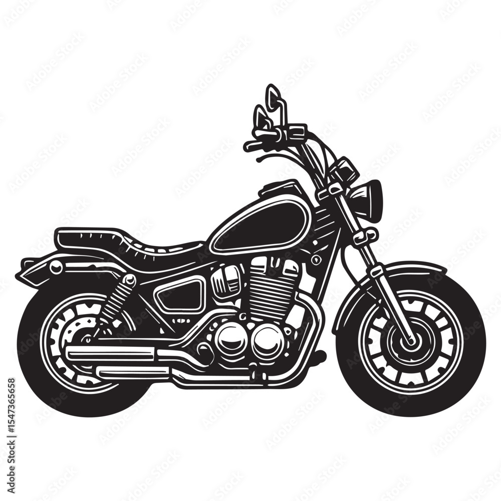 Fototapeta premium High Quality Cruiser Motorcycle Clipart with Dual Sport and Sport Bike Silhouettes for Sublimation Use
