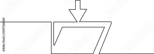Single Line Download and Save Icon Representing Digital File Storage and Document Management System, Vector Illustration