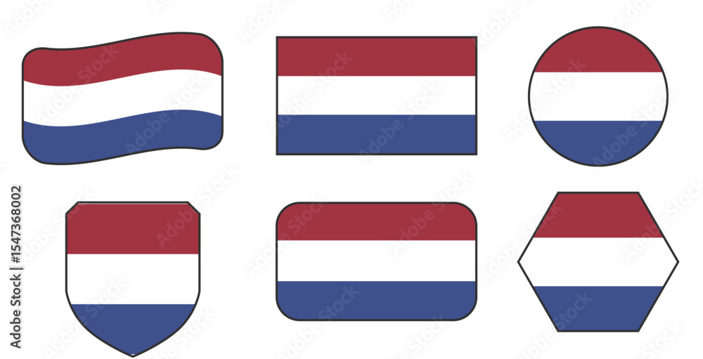Obraz premium Flag of Netherland in modern abstract shapes, waving, badge, design template