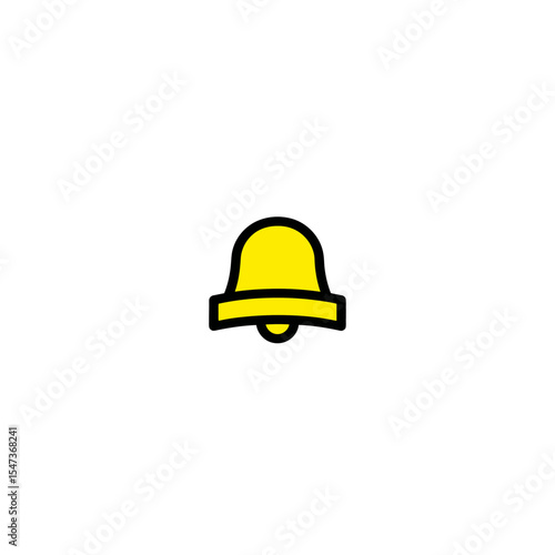 Yellow bell rings loudly in simplistic graphic illustration style notification