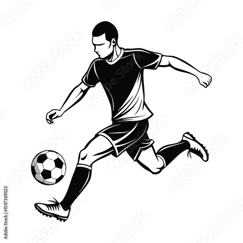 silhouette of  soccer player kicking the ball 