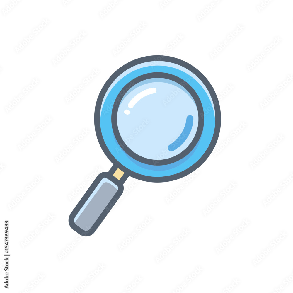 Blue magnifier explores objects indoors depicting search process investigation tool Blue magnifier explores objects indoors depicting search process investigation tool