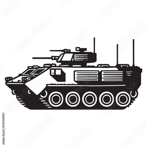 Military Tank Drawing Clipart for Sublimation Design

