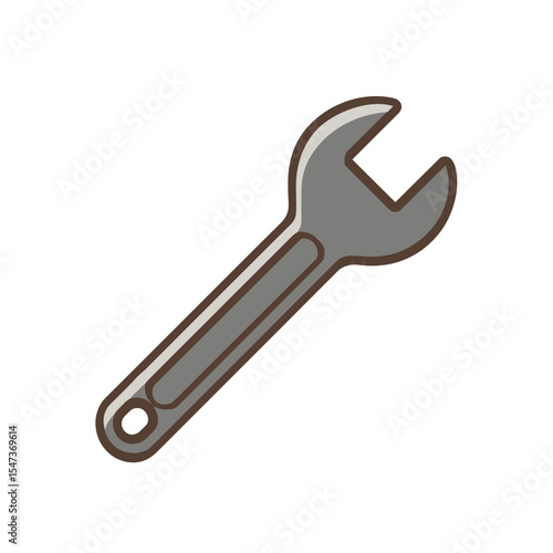 Gray wrench turns fasteners isolated on white background illustration drawing
