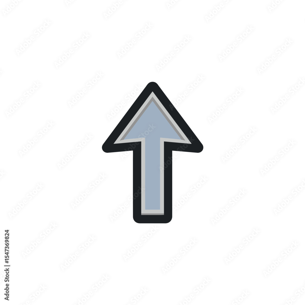Gray arrow points upward isolated illustration digital art simple graphic element white background