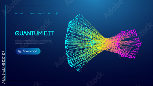 Data background with AI and artificial quantum science concept for modern tech. Abstract line technology in a digital network. Futuristic vector design with cyber flow.