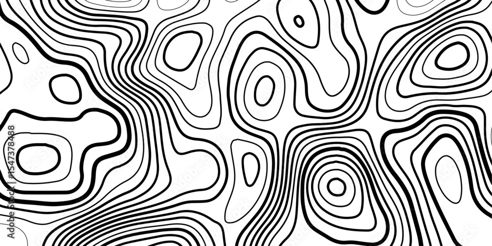 Fototapeta premium Wavy Contour Line Map Design – Abstract Topography Illustration.
