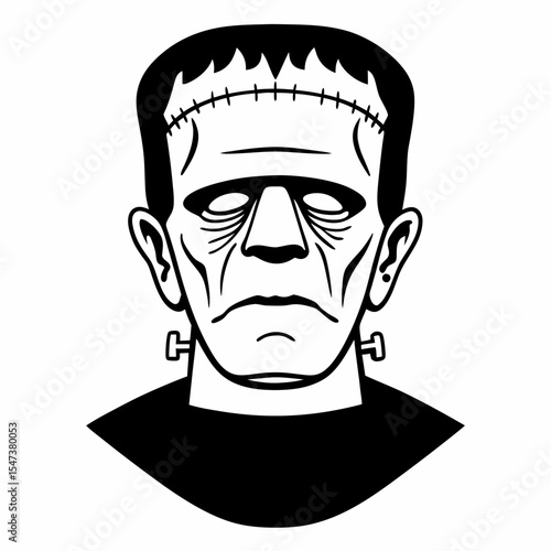 Professional frankenstein monster head cutout, transparent png