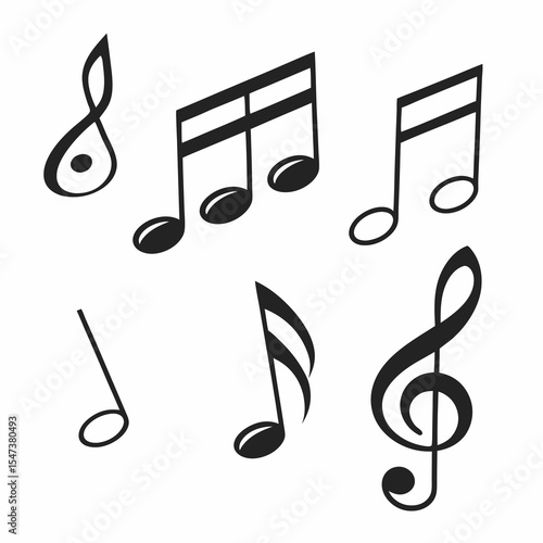 Collection of musical notes treble clef eighth note quarter note half note