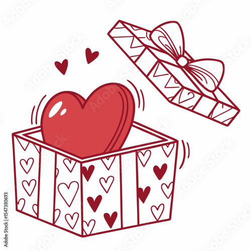 Red heart shaped gift surprise valentines day love romance