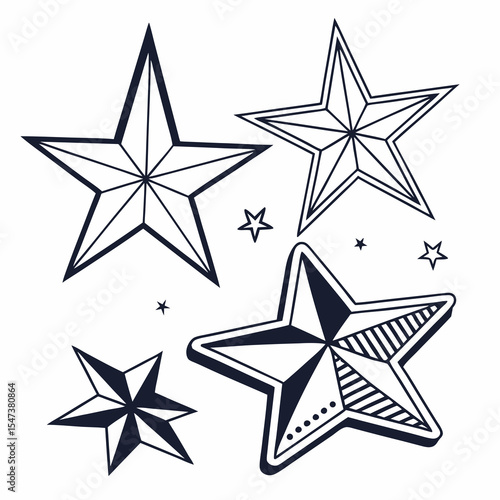 Stylish geometric stars design element collection