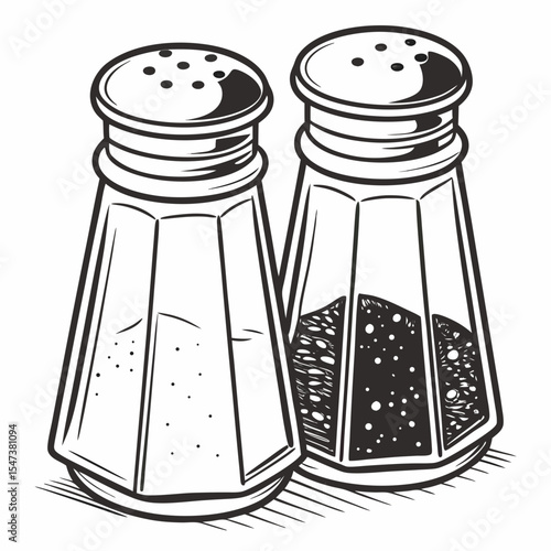 Classic salt and pepper shakers kitchen illustration