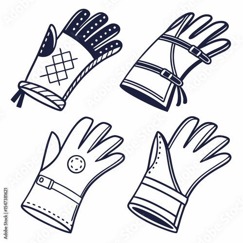 Collection of four different stylish gloves designs