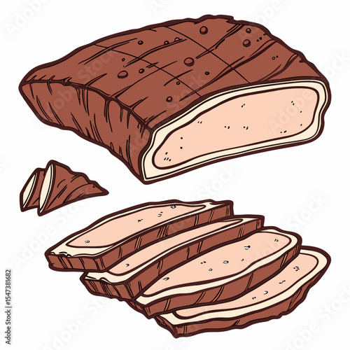 Delicious roasted meat slices ready to serve