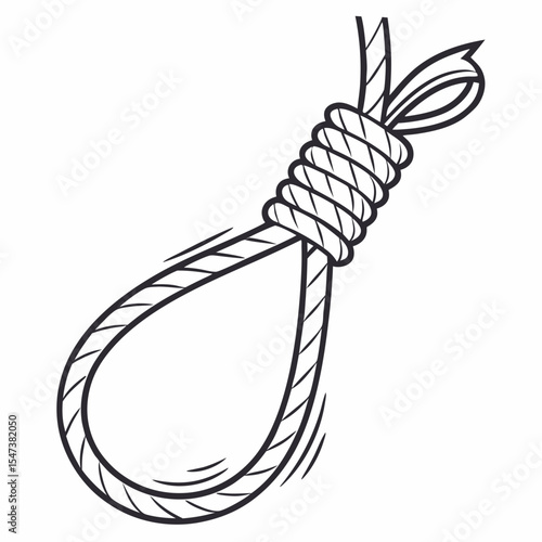 Hand drawn illustration of a noose rope knot