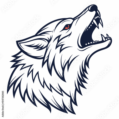 Majestic howling wolf head vector illustration wild animal design