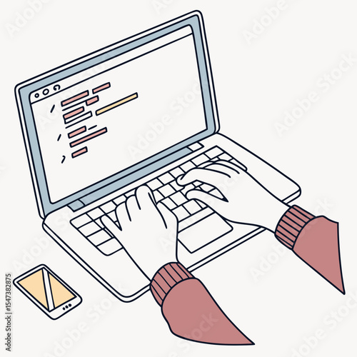 Person working on laptop computer coding programming software development