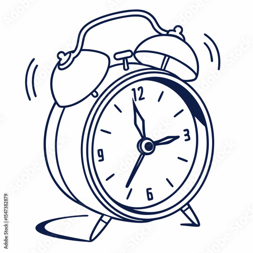 Vintage alarm clock illustration, clean cutout, transparent background