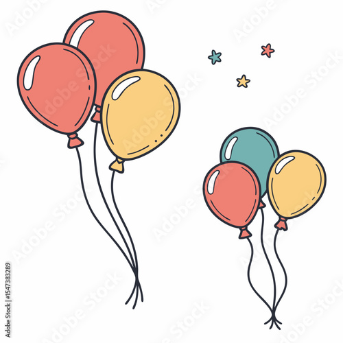 Colorful balloons floating celebration party design