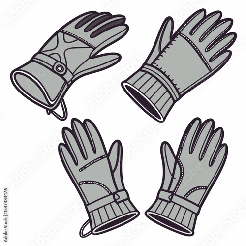 Stylish winter gloves collection warm fashion accessories